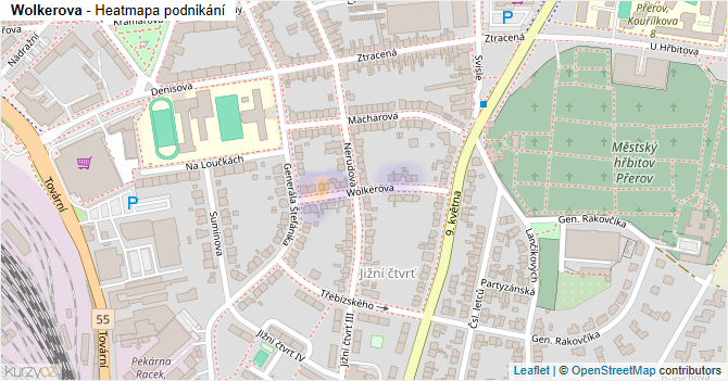 Wolkerova - mapa podnikání