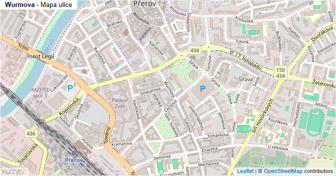 Wurmova - mapa ulice