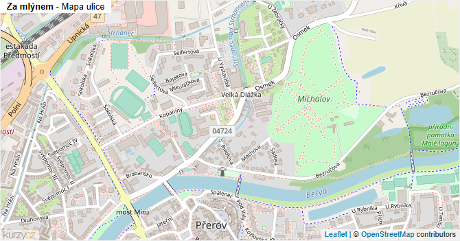 Za mlýnem - mapa ulice