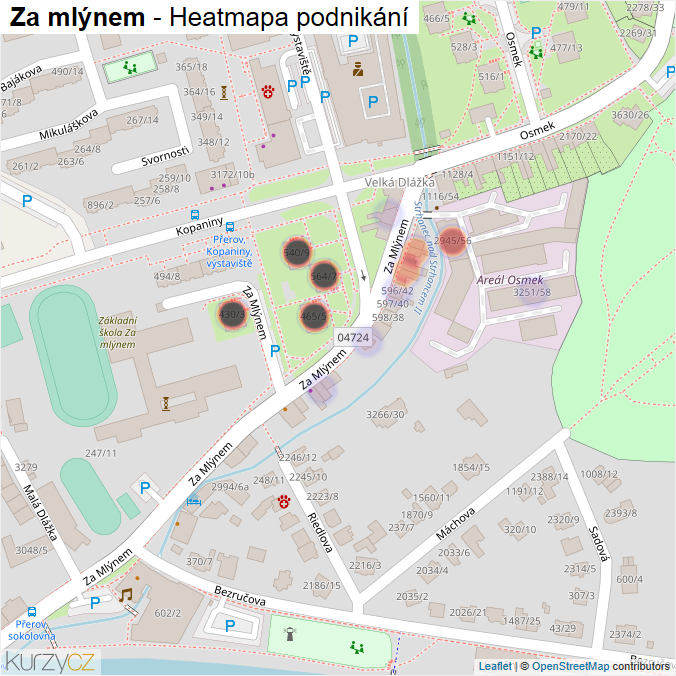 Mapa Za mlýnem - Firmy v ulici.