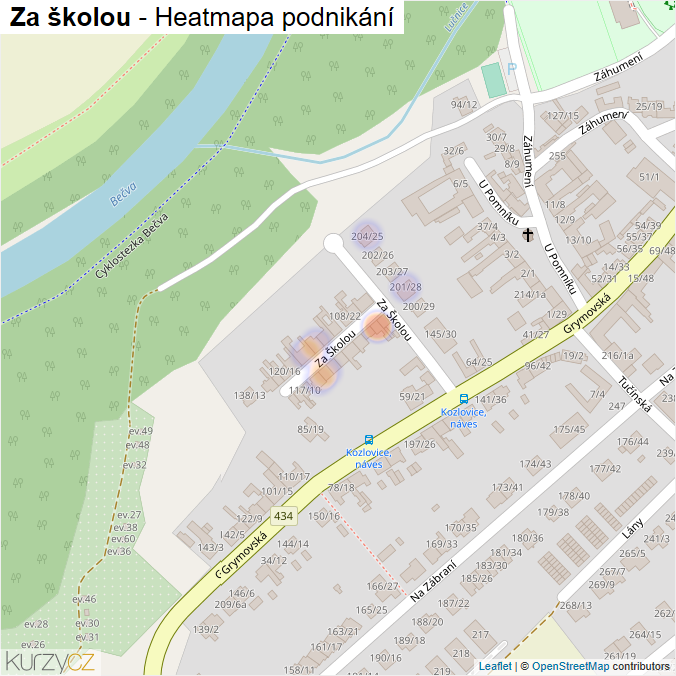 Mapa Za školou - Firmy v ulici.