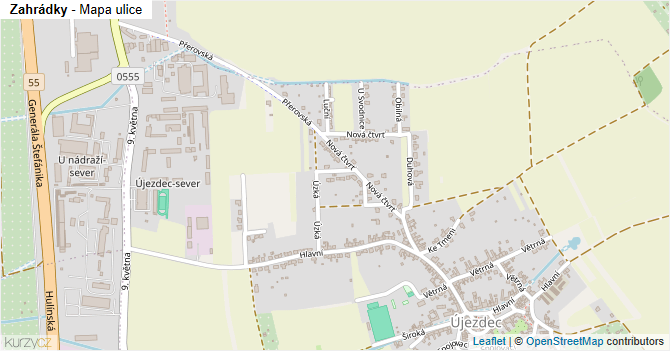 Zahrádky - mapa ulice