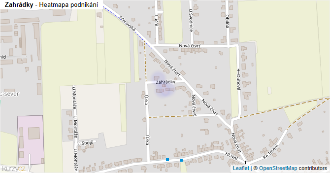 Zahrádky - mapa podnikání