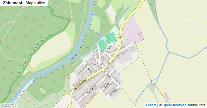 Záhumení - mapa ulice