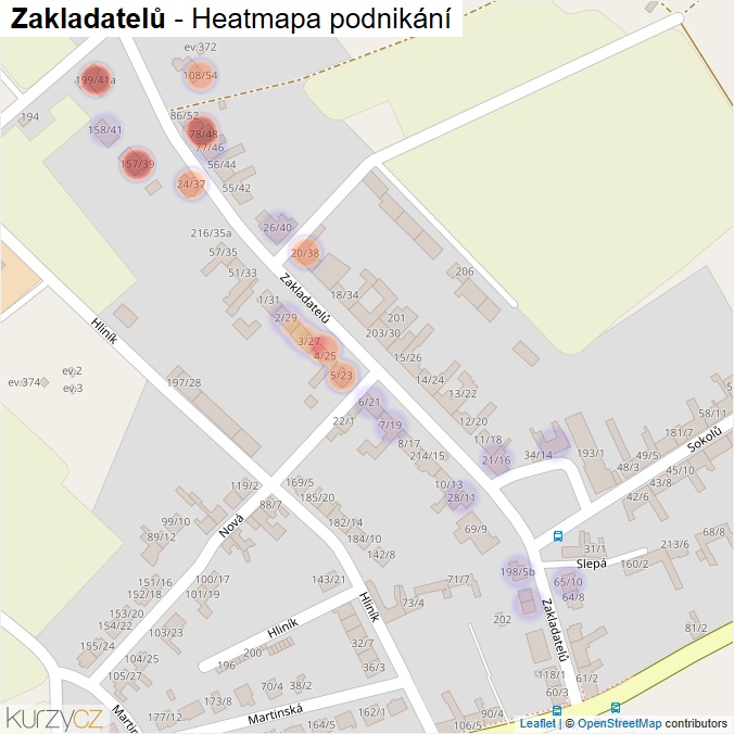 Mapa Zakladatelů - Firmy v ulici.