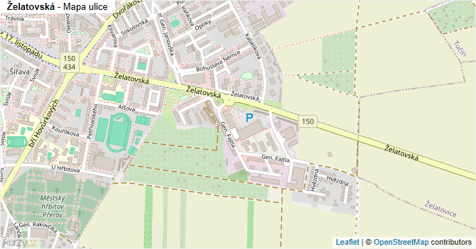 Želatovská - mapa ulice