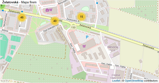 Želatovská - mapa firem