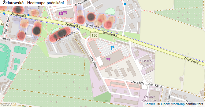 Želatovská - mapa podnikání