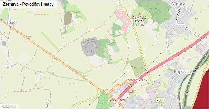 Žernava - záplavové mapy stoleté vody