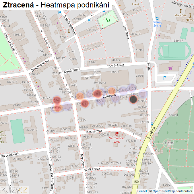 Mapa Ztracená - Firmy v ulici.