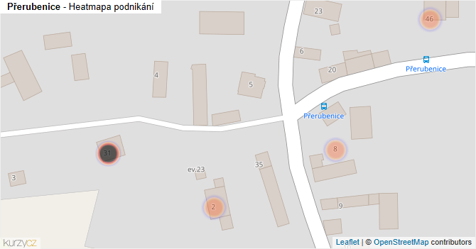 Přerubenice - mapa podnikání
