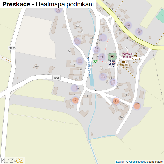 Mapa Přeskače - Firmy v části obce.