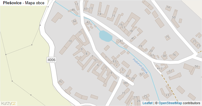 Přešovice - mapa obce
