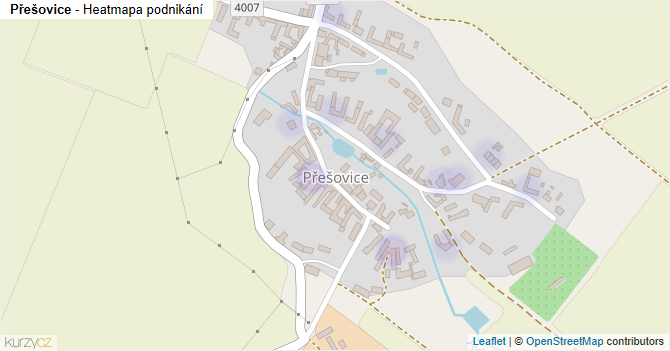 Přešovice - mapa podnikání