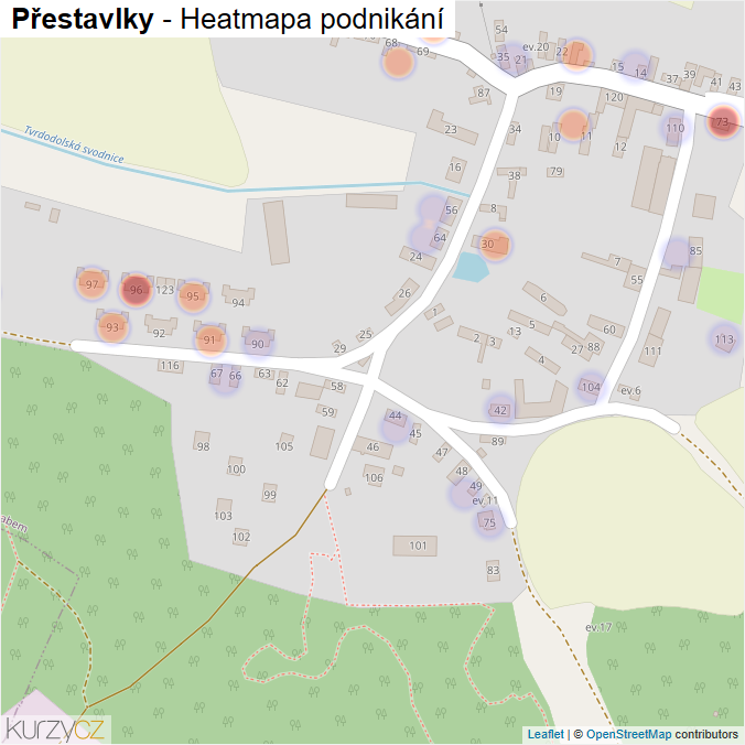 Mapa Přestavlky - Firmy v části obce.