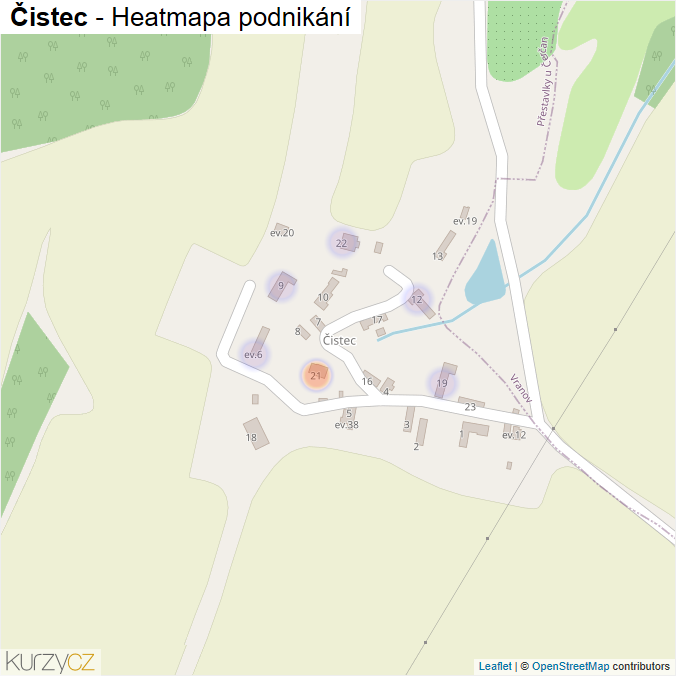 Mapa Čistec - Firmy v části obce.