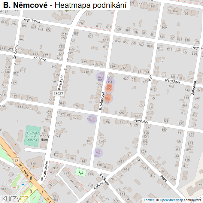 Mapa B. Němcové - Firmy v ulici.