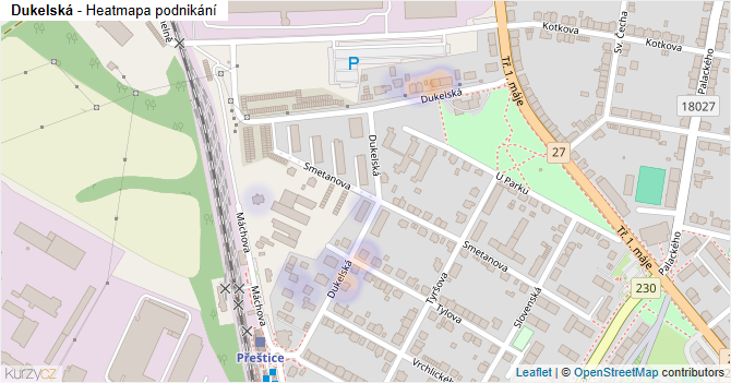 Dukelská - mapa podnikání