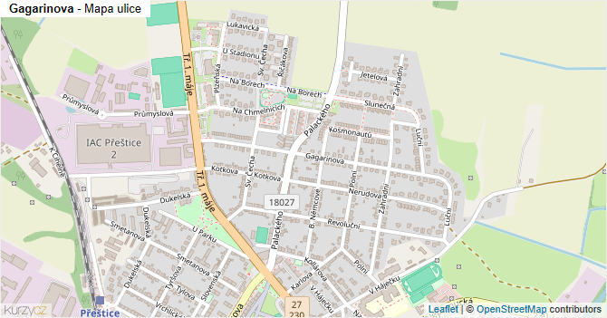 Gagarinova - mapa ulice
