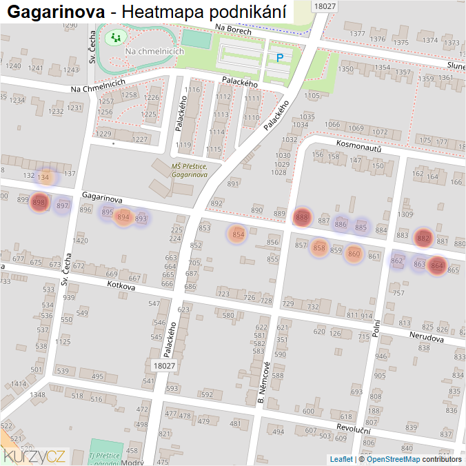 Mapa Gagarinova - Firmy v ulici.