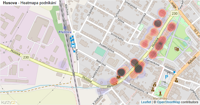Husova - mapa podnikání