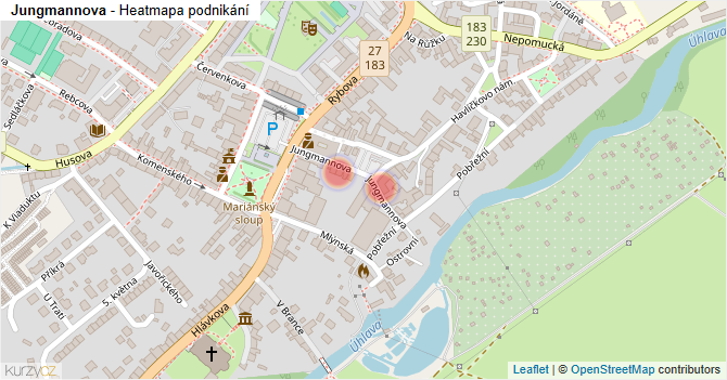 Jungmannova - mapa podnikání