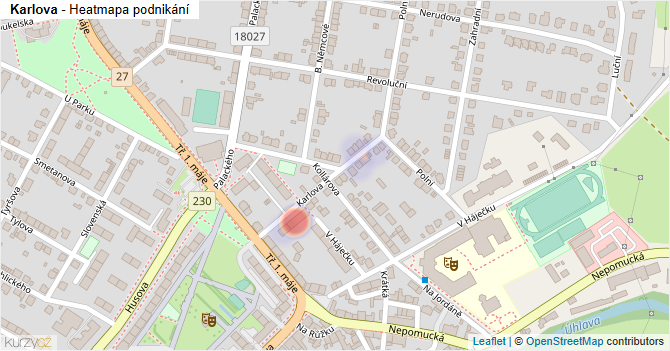 Karlova - mapa podnikání