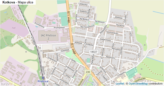 Kotkova - mapa ulice