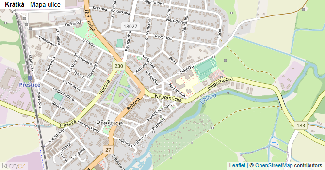 Krátká - mapa ulice