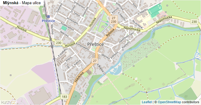 Mlýnská - mapa ulice