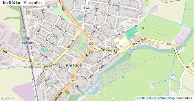 Na Růžku - mapa ulice