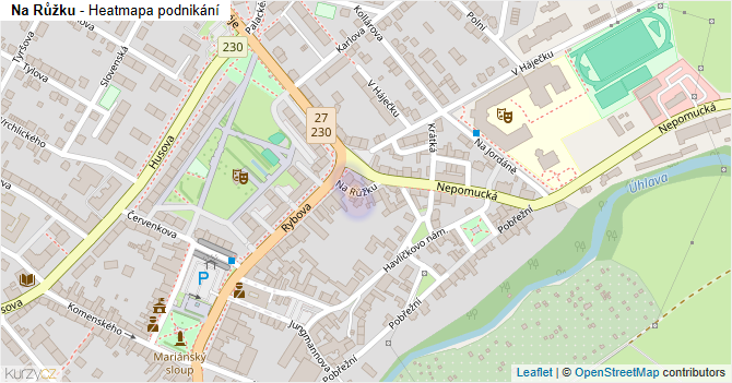Na Růžku - mapa podnikání