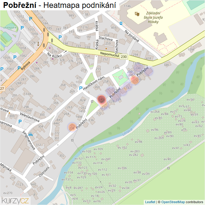 Mapa Pobřežní - Firmy v ulici.