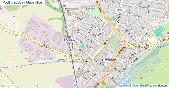 Poděbradova - mapa ulice