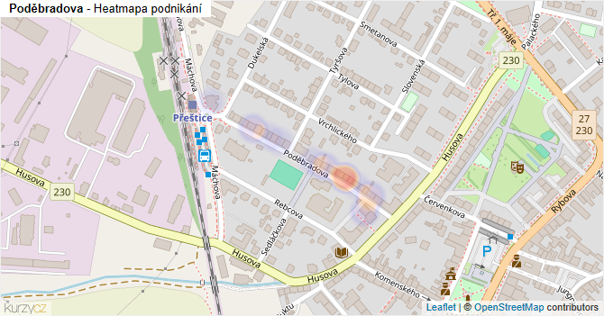 Poděbradova - mapa podnikání