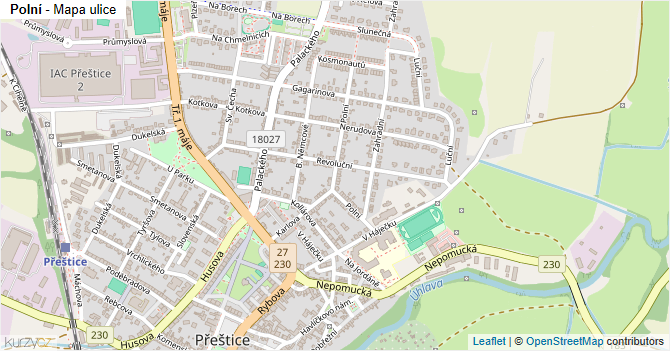 Polní - mapa ulice