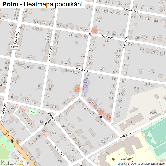 Mapa Polní - Firmy v ulici.