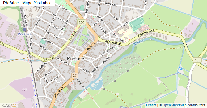 Přeštice - mapa části obce