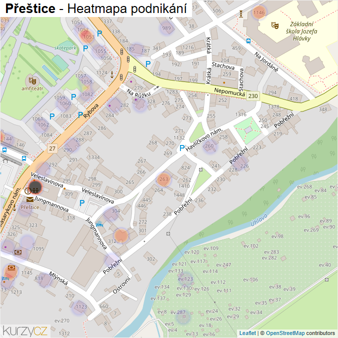 Mapa Přeštice - Firmy v části obce.