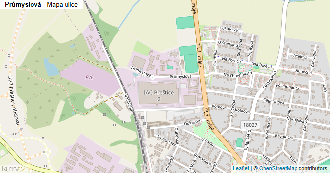 Průmyslová - mapa ulice