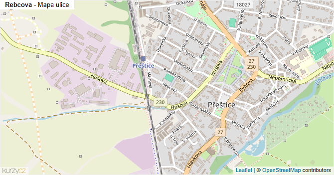 Rebcova - mapa ulice