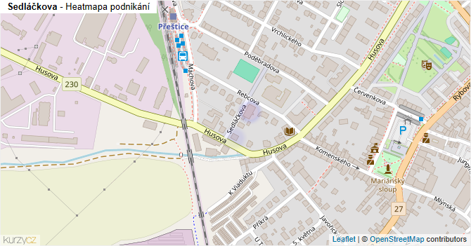 Sedláčkova - mapa podnikání