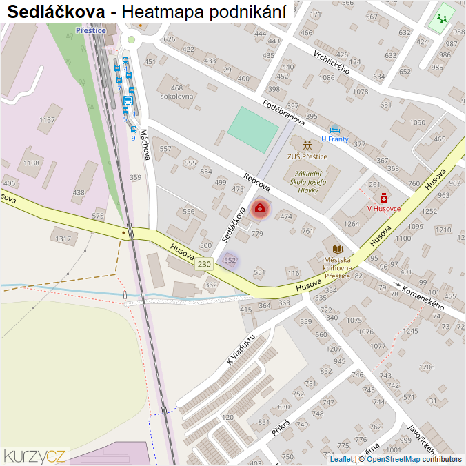 Mapa Sedláčkova - Firmy v ulici.