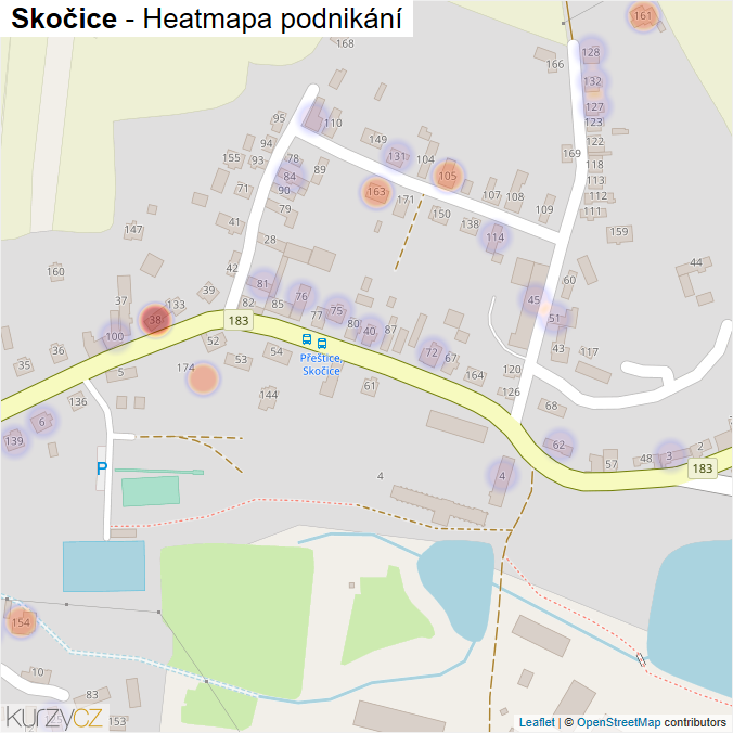 Mapa Skočice - Firmy v části obce.