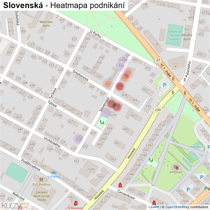 Mapa Slovenská - Firmy v ulici.
