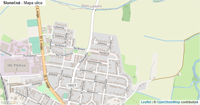 Slunečná - mapa ulice
