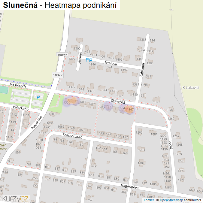 Mapa Slunečná - Firmy v ulici.