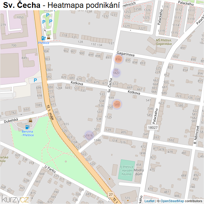 Mapa Sv. Čecha - Firmy v ulici.