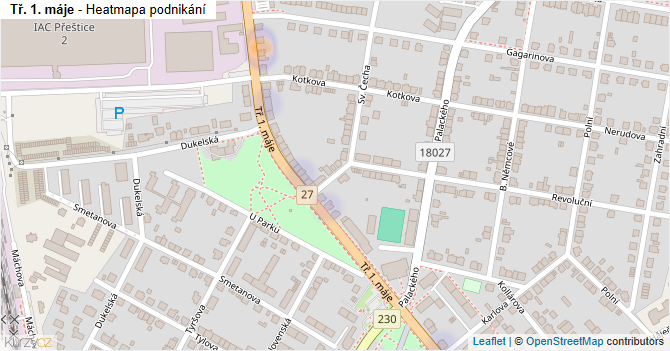 Tř. 1. máje - mapa ulice