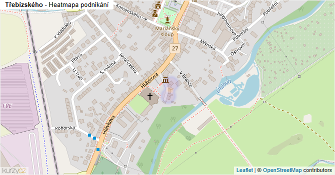 Třebízského - mapa podnikání